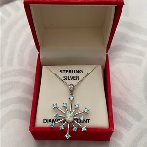 Sterling Silver Opal Snowflake Necklace